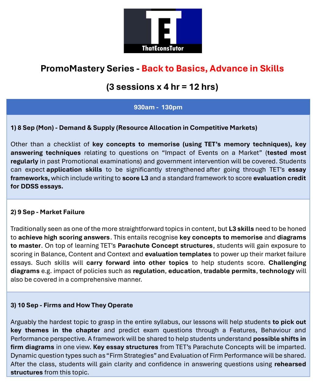 Promo Mastery Economics Tuition